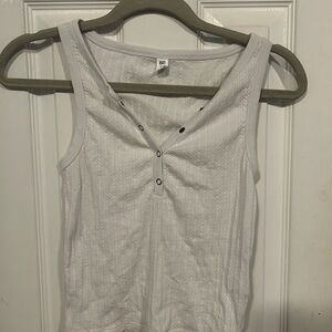 BP White Button-Detail Tank Top